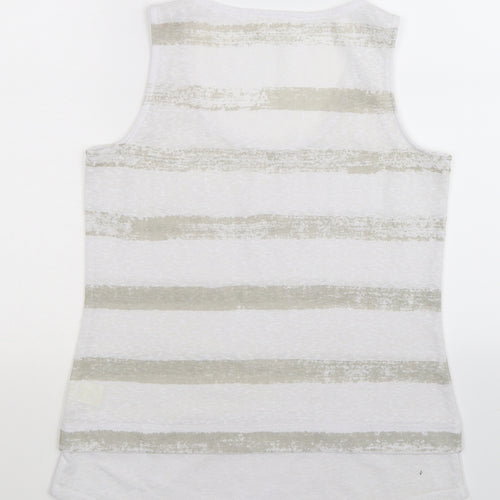 ecru Womens White Striped  Basic Tank Size S