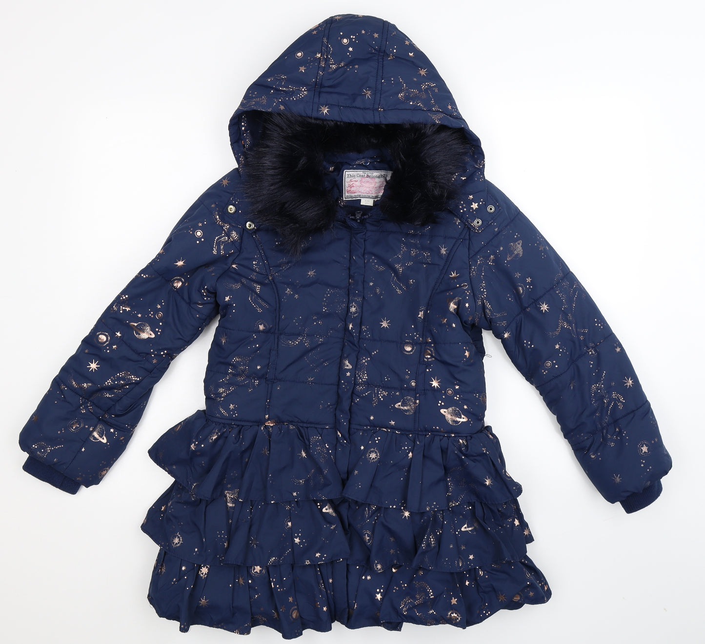 Monsoon Girls Blue   Parka Coat Size 9-10 Years