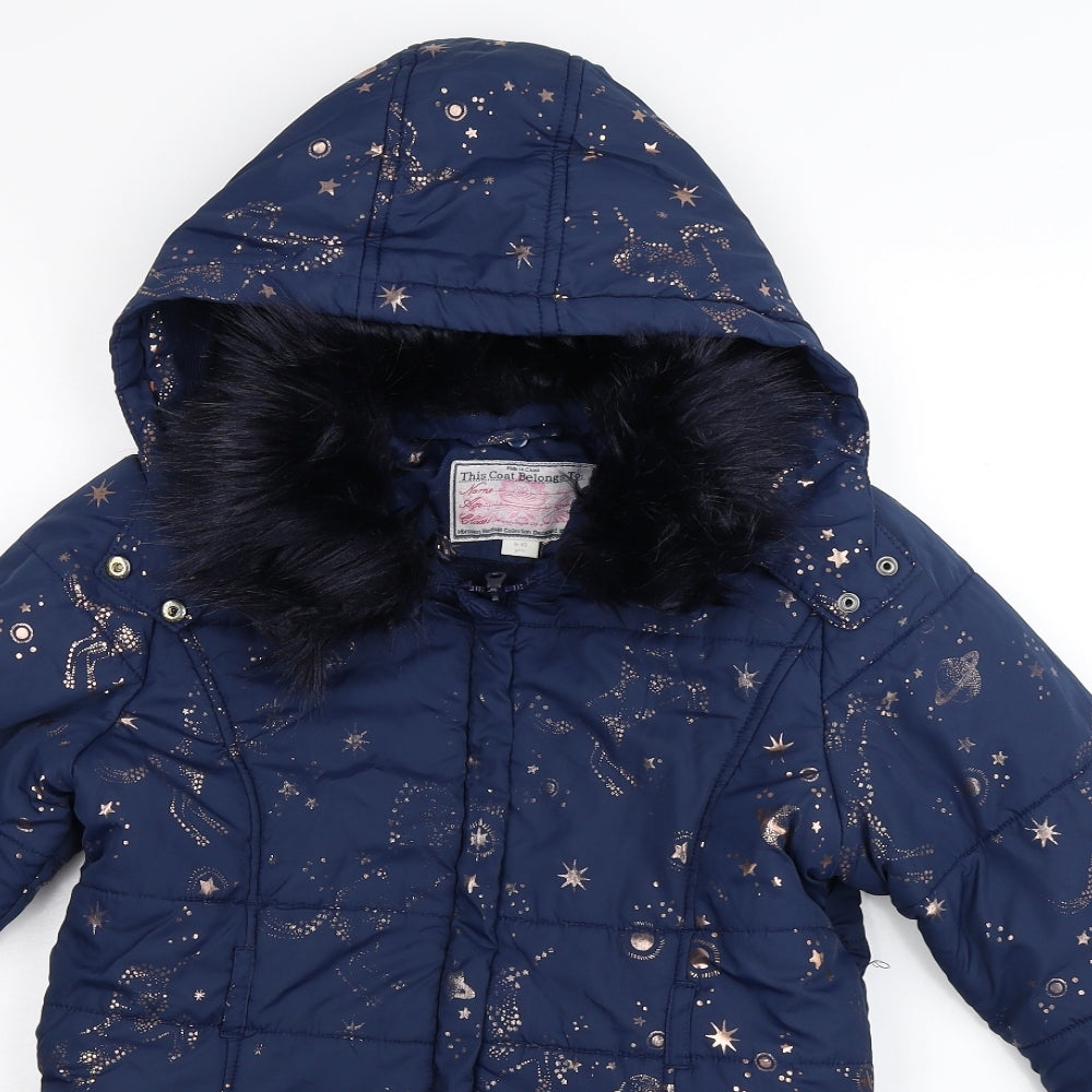 Monsoon Girls Blue   Parka Coat Size 9-10 Years