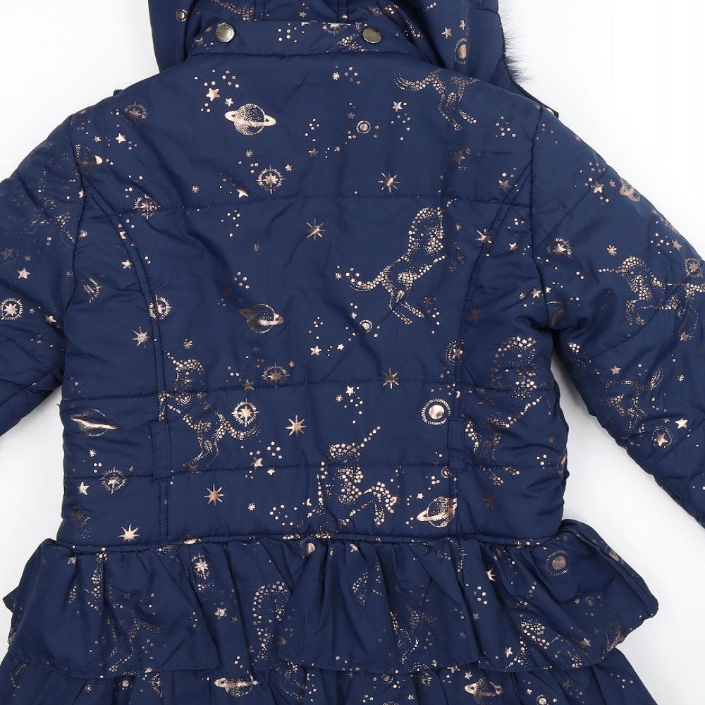 Monsoon Girls Blue   Parka Coat Size 9-10 Years