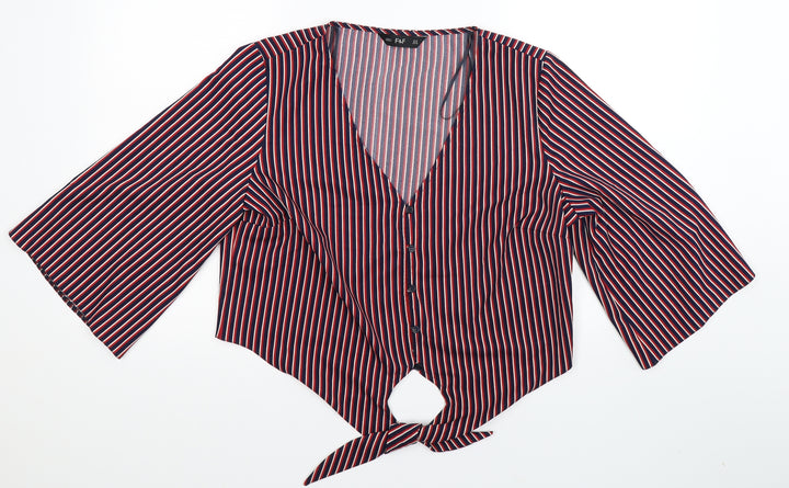 F&F Womens Multicoloured Striped Basic Button-Up Size 16
