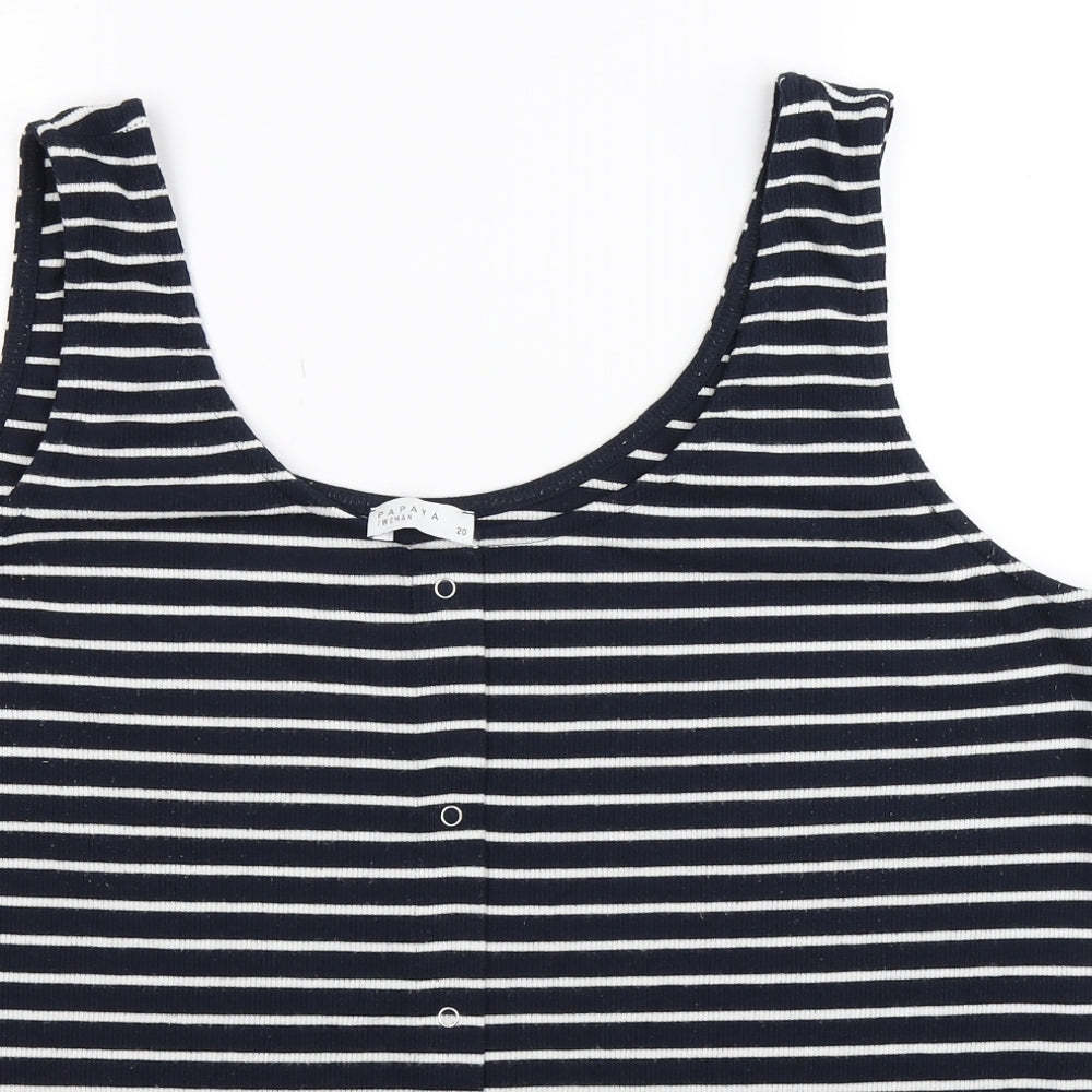 Papaya Womens Blue Striped  Basic Tank Size 20