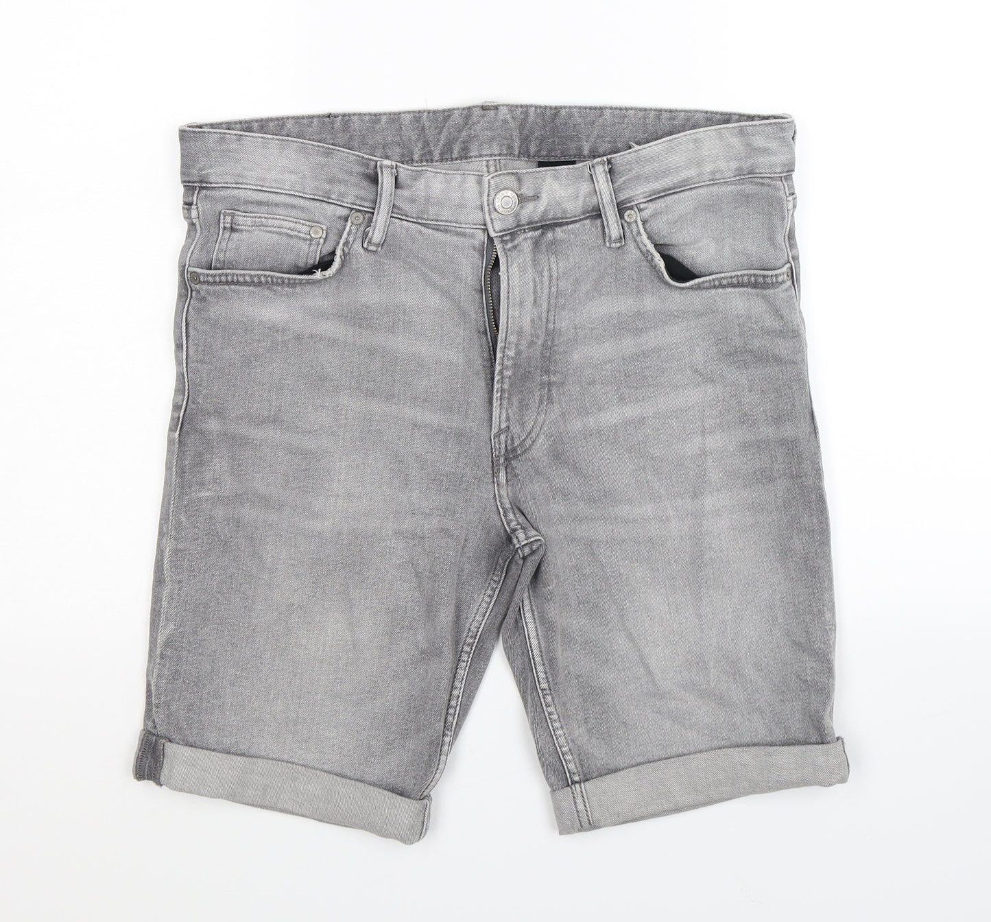 H&M Mens Grey  Denim Bermuda Shorts Size 32