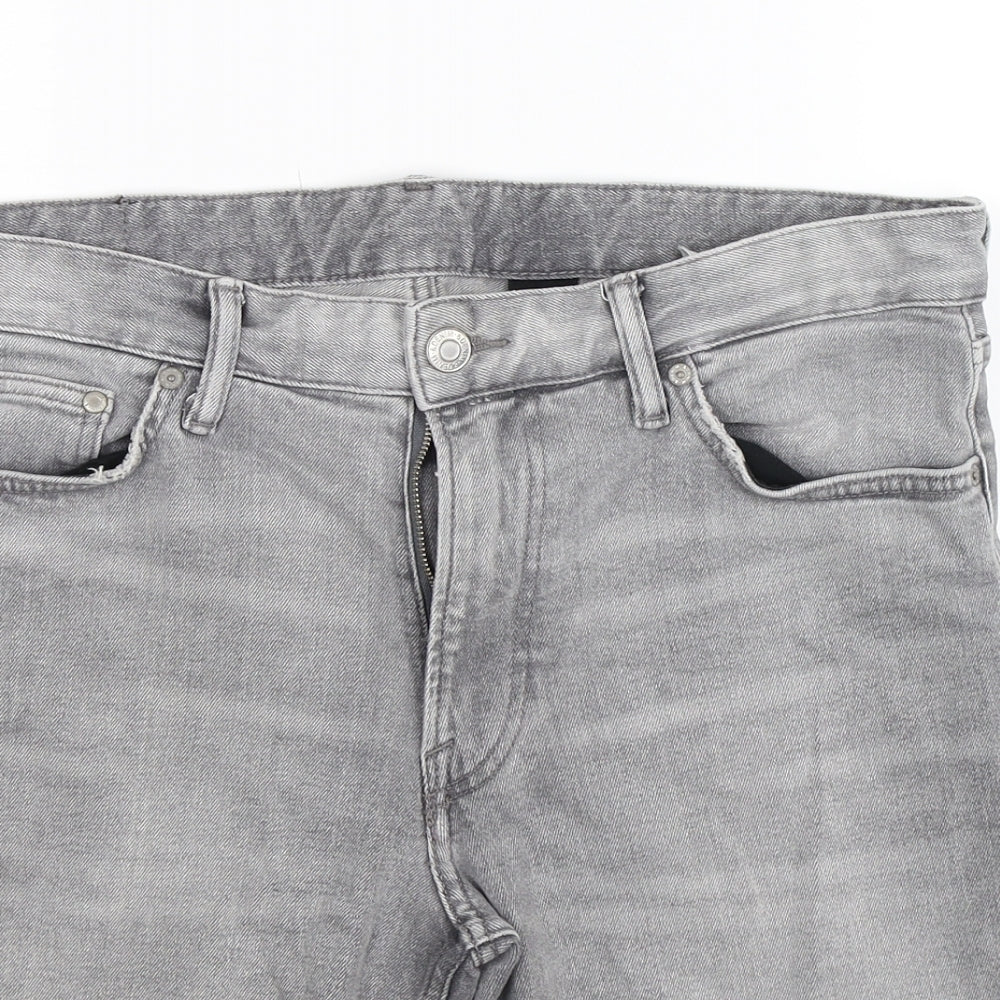 H&M Mens Grey  Denim Bermuda Shorts Size 32