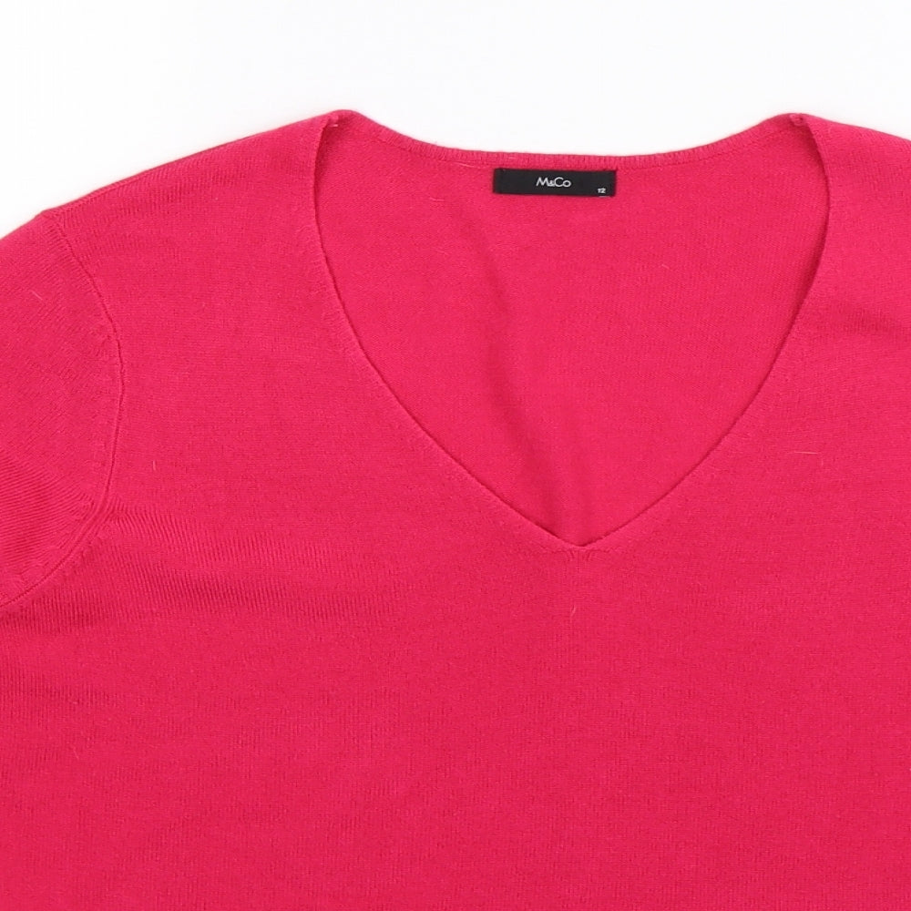 M&Co Womens Pink  Knit Pullover Jumper Size 12