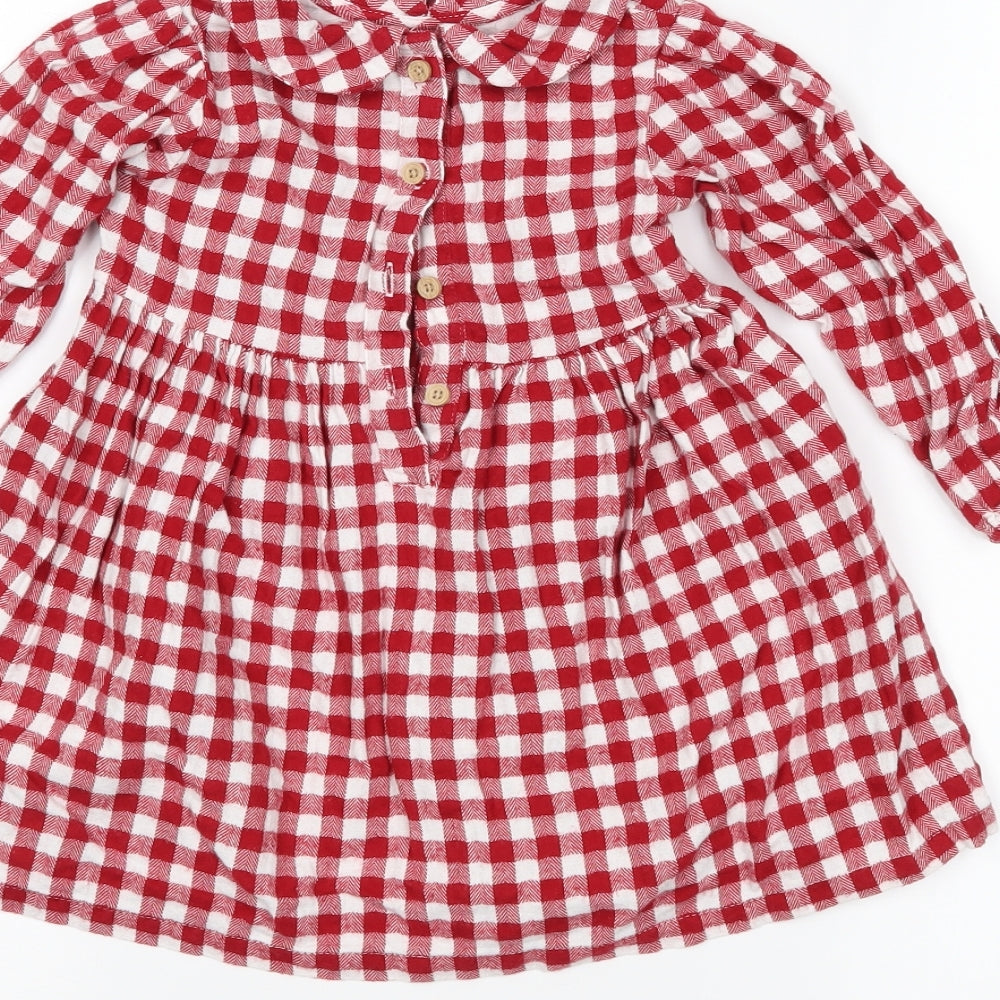 Preworn Girls Red Chevron  Trapeze & Swing  Size 18-24 Months
