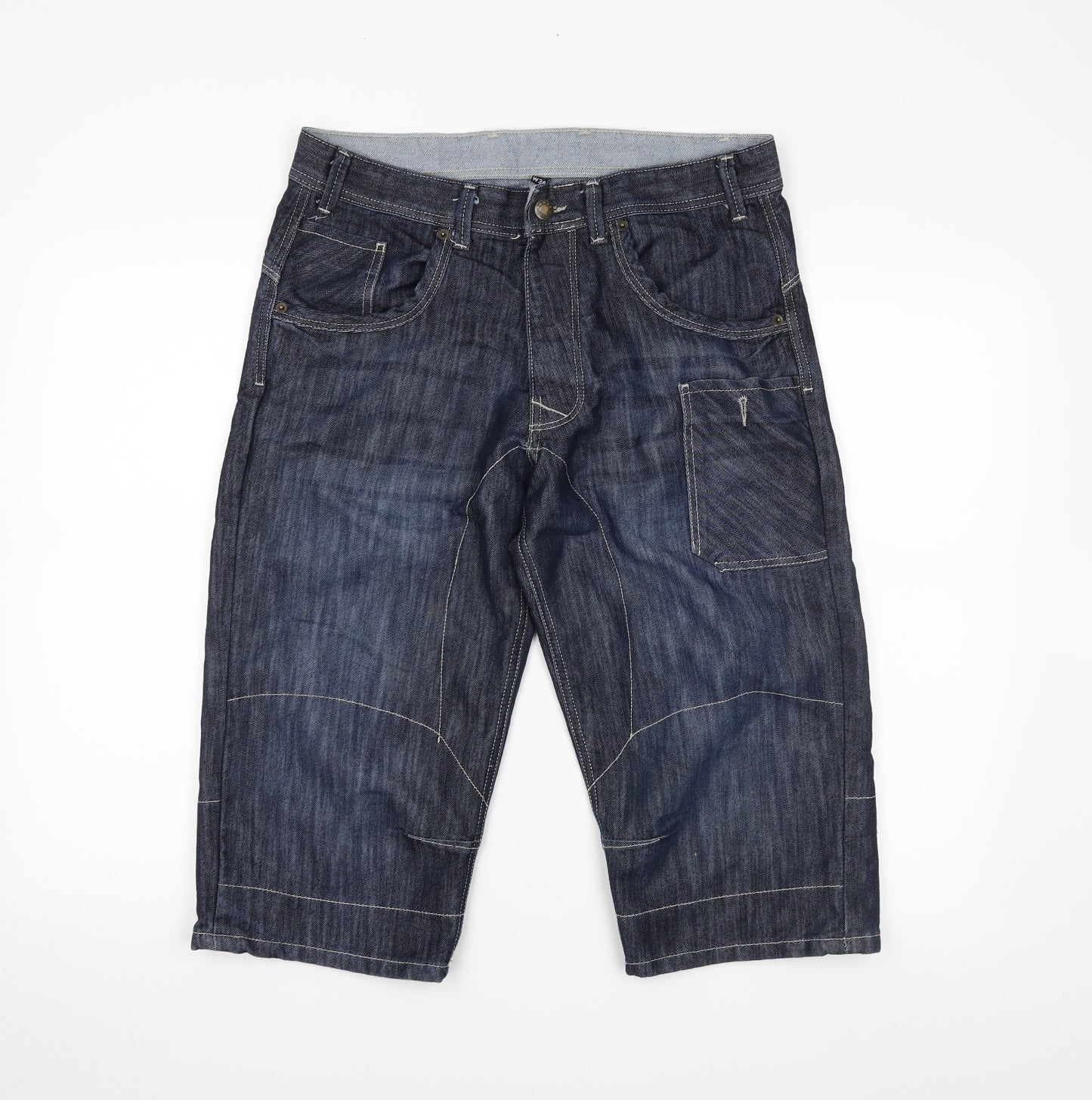 DenimCo Mens Black  Denim Bermuda Shorts Size 34 in