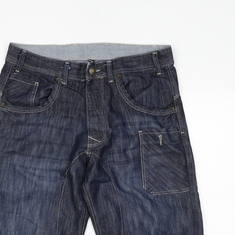 DenimCo Mens Black  Denim Bermuda Shorts Size 34 in
