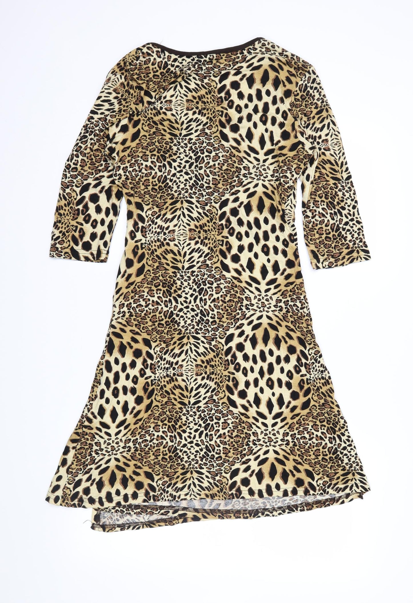 kiki Womens Brown Animal Print  Wrap Dress  Size M