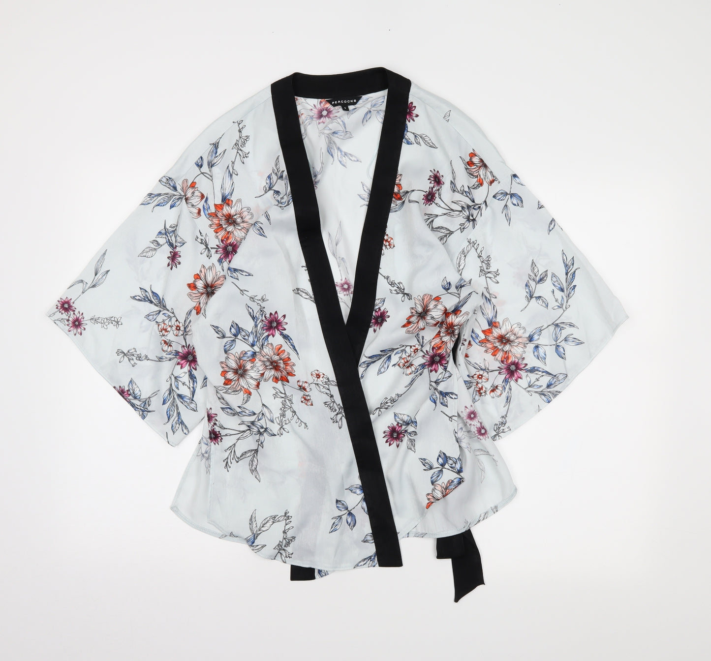 Peacocks Womens White Floral  Wrap Blouse Size S