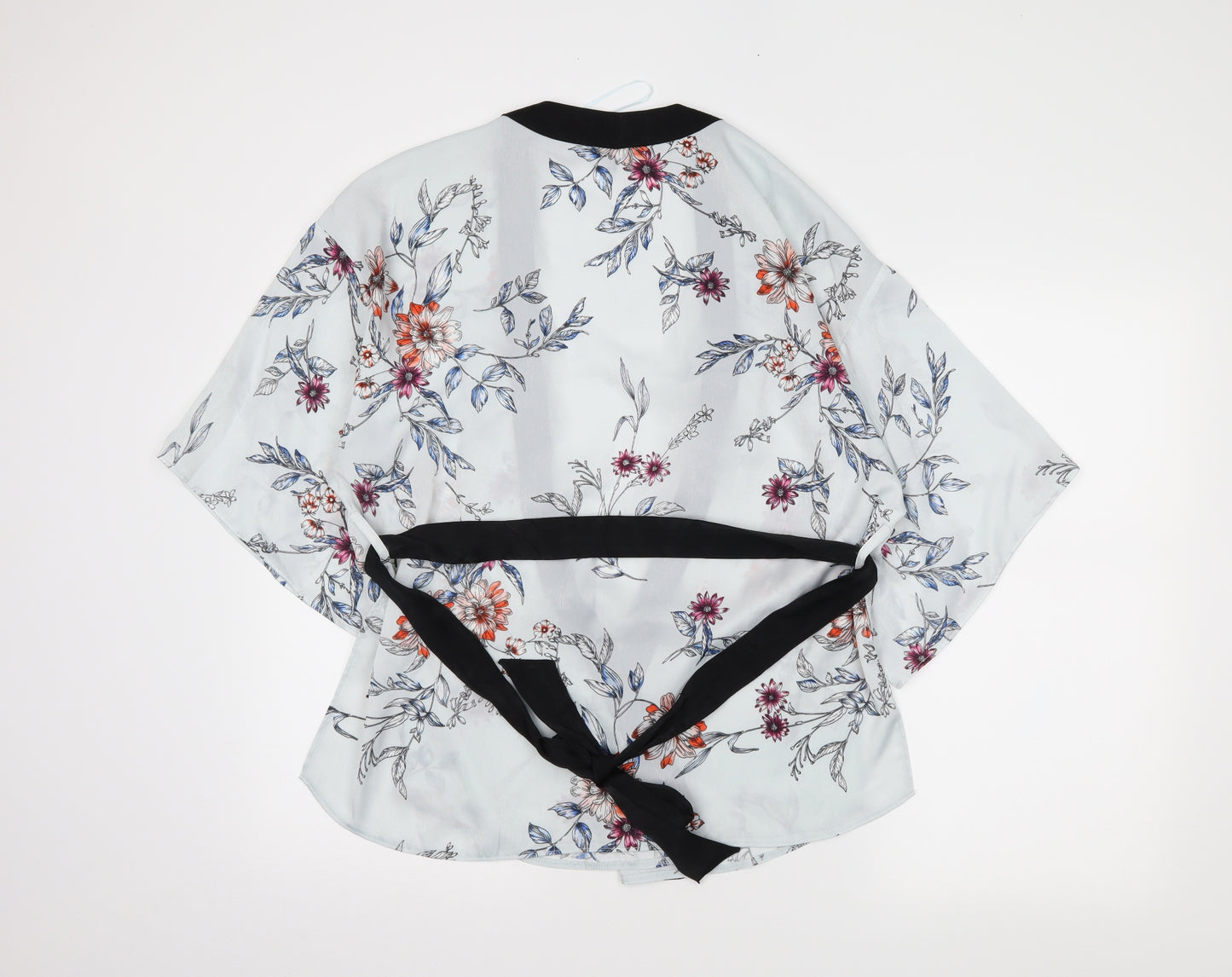 Peacocks Womens White Floral  Wrap Blouse Size S
