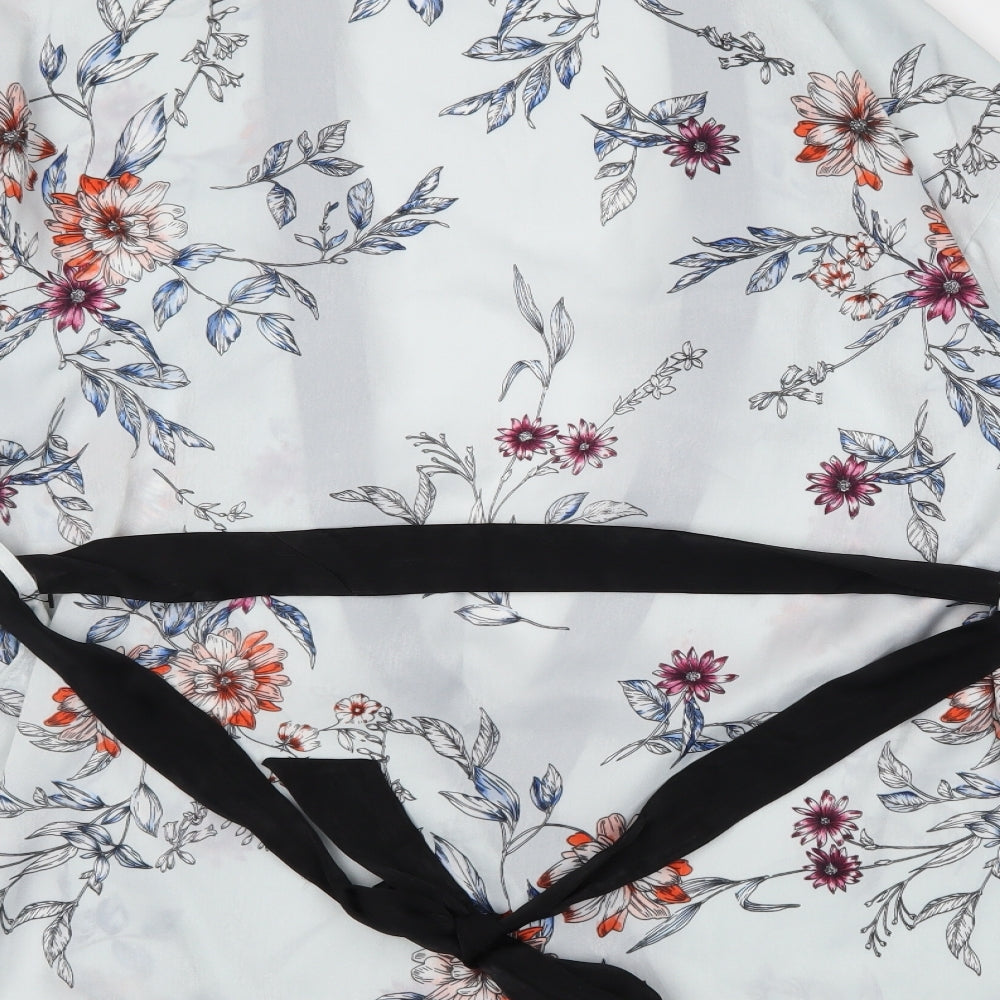 Peacocks Womens White Floral  Wrap Blouse Size S