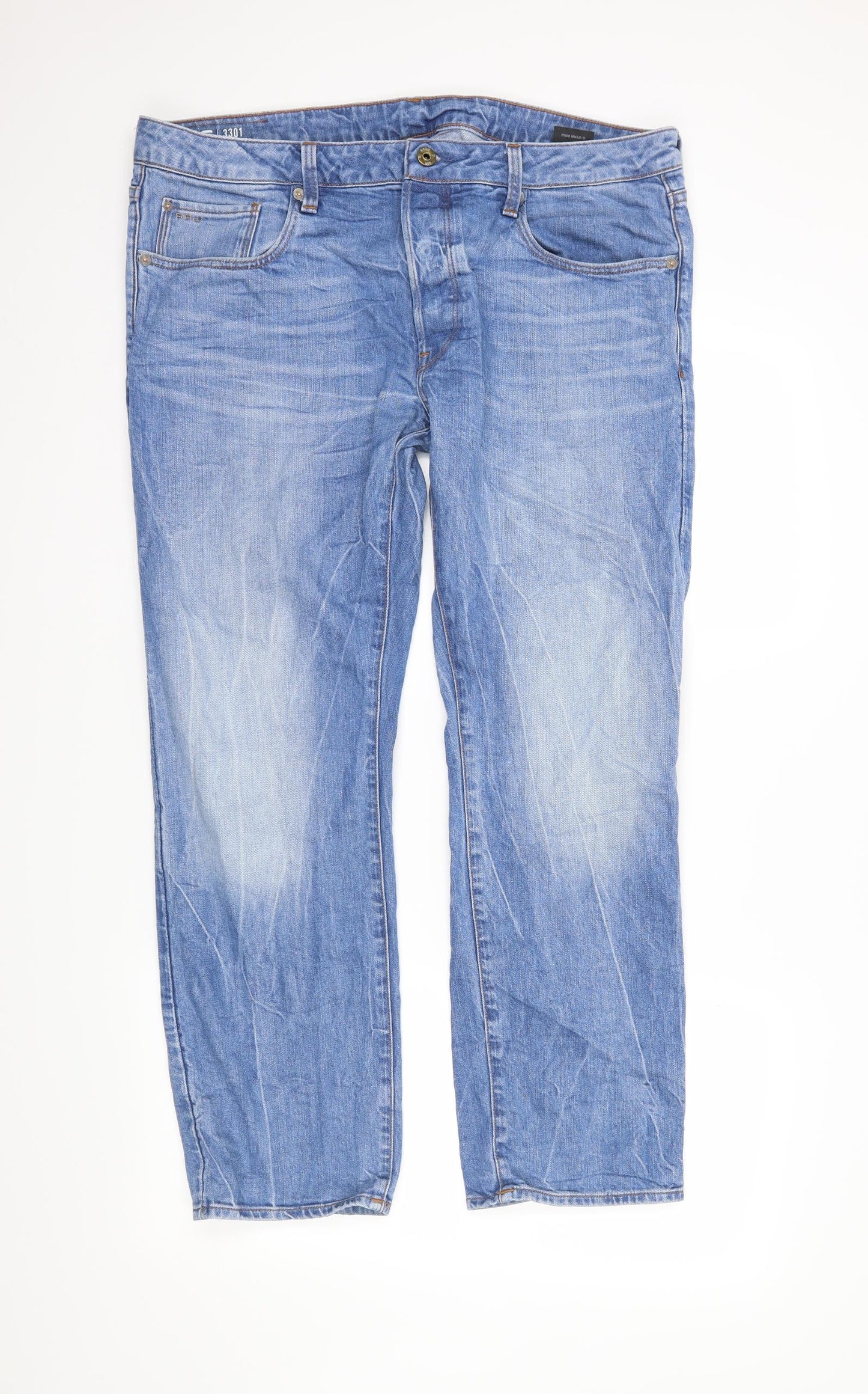 Raw Mens Blue  Denim Straight Jeans Size 36 L30 in