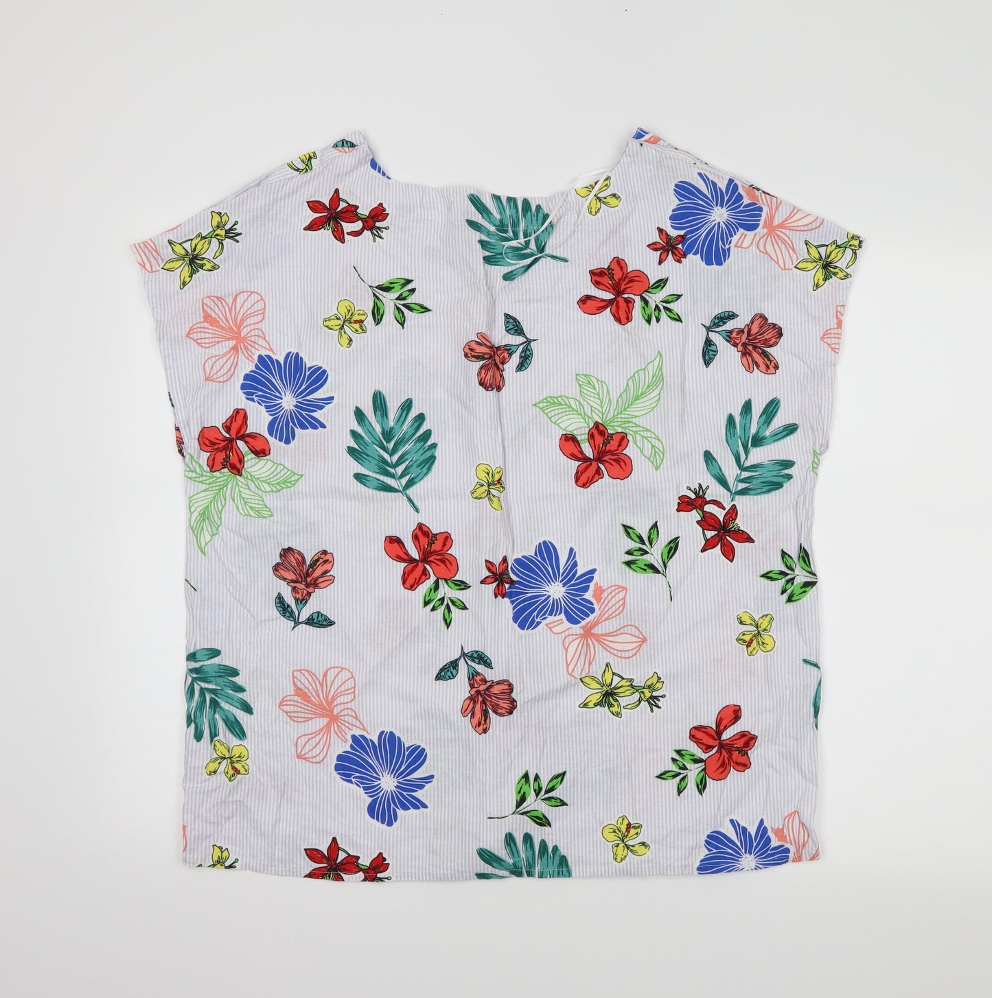 Bonmarché Womens White Floral  Basic Blouse Size 16