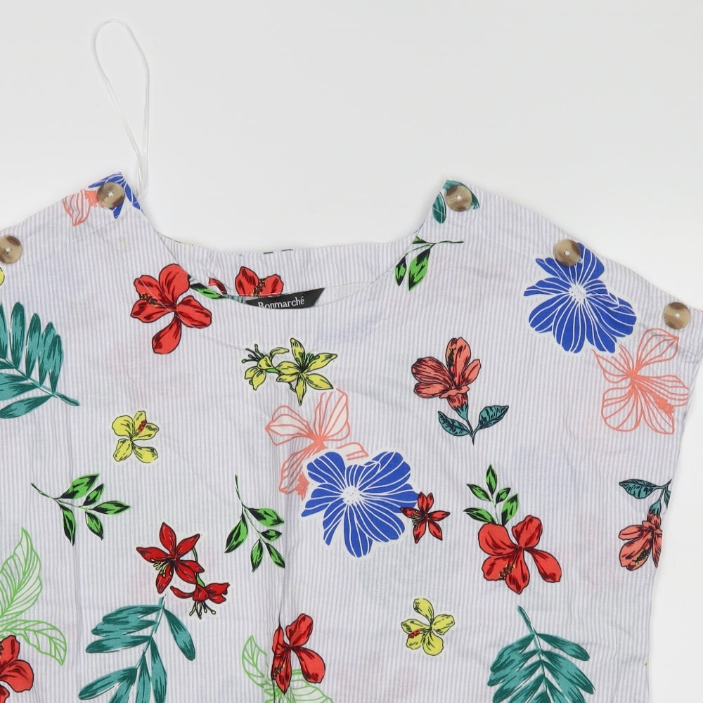 Bonmarché Womens White Floral  Basic Blouse Size 16