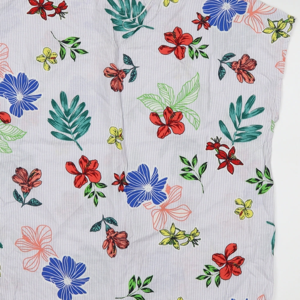 Bonmarché Womens White Floral  Basic Blouse Size 16
