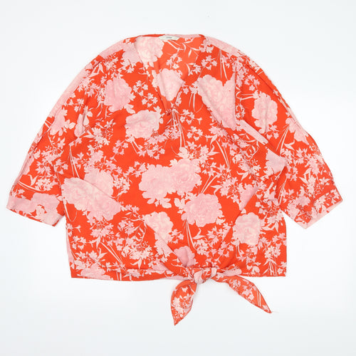 George Womens Red Floral  Basic Blouse Size 18