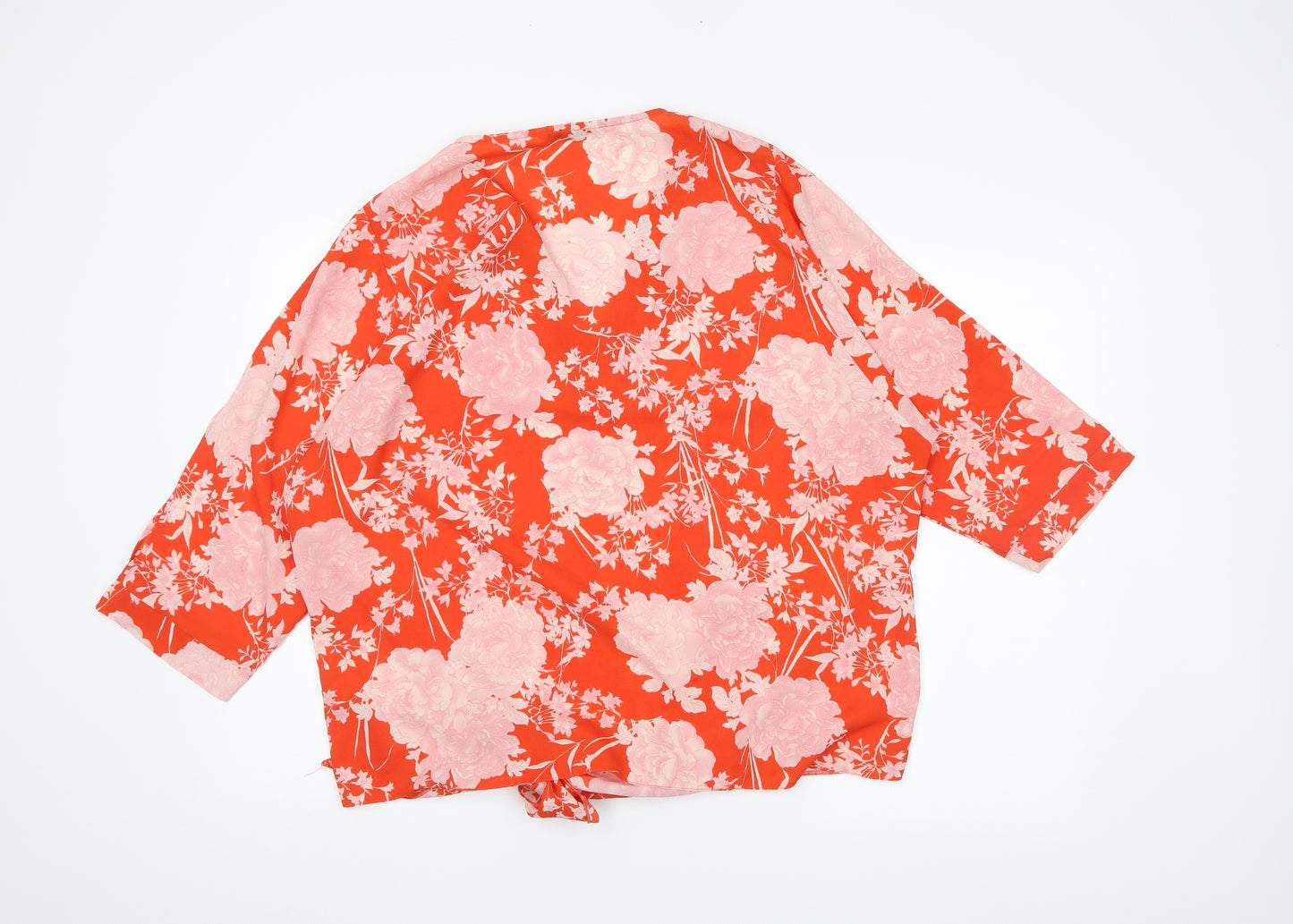 George Womens Red Floral  Basic Blouse Size 18