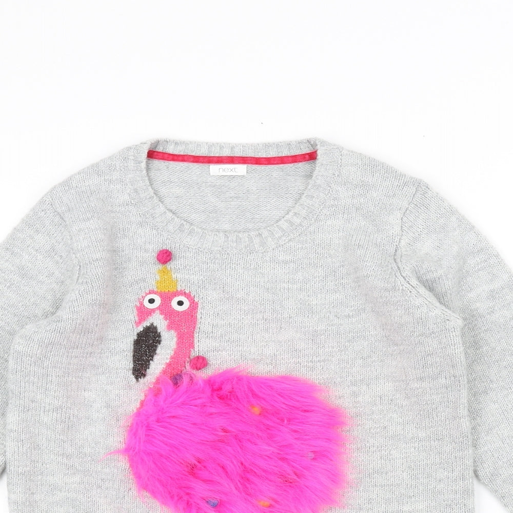 NEXT Girls Grey  Knit Pullover Jumper Size 11 Years  - flamingo