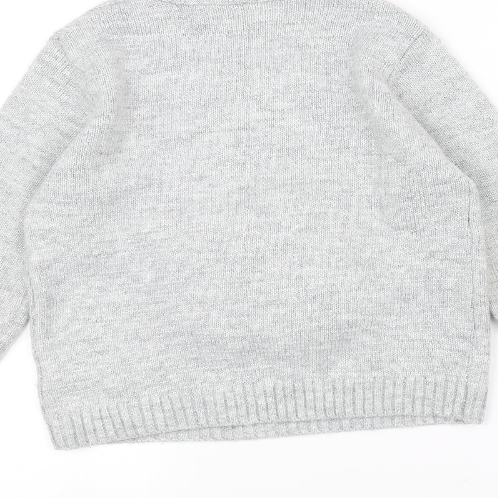 NEXT Girls Grey  Knit Pullover Jumper Size 11 Years  - flamingo