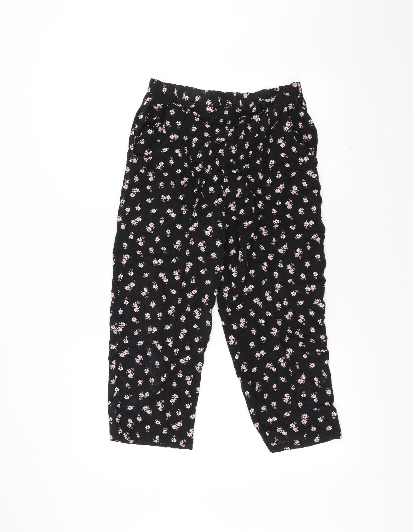 New Look Womens Black Floral  Trousers  Size 8 L20 in