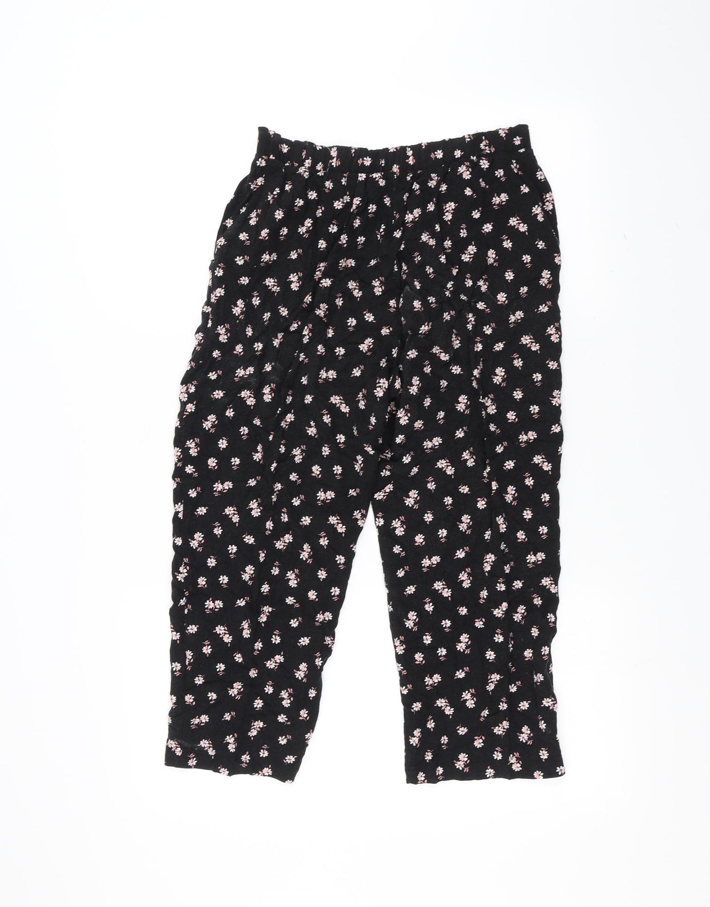 New Look Womens Black Floral  Trousers  Size 8 L20 in
