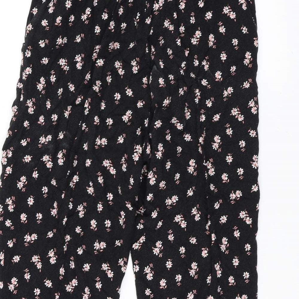 New Look Womens Black Floral  Trousers  Size 8 L20 in
