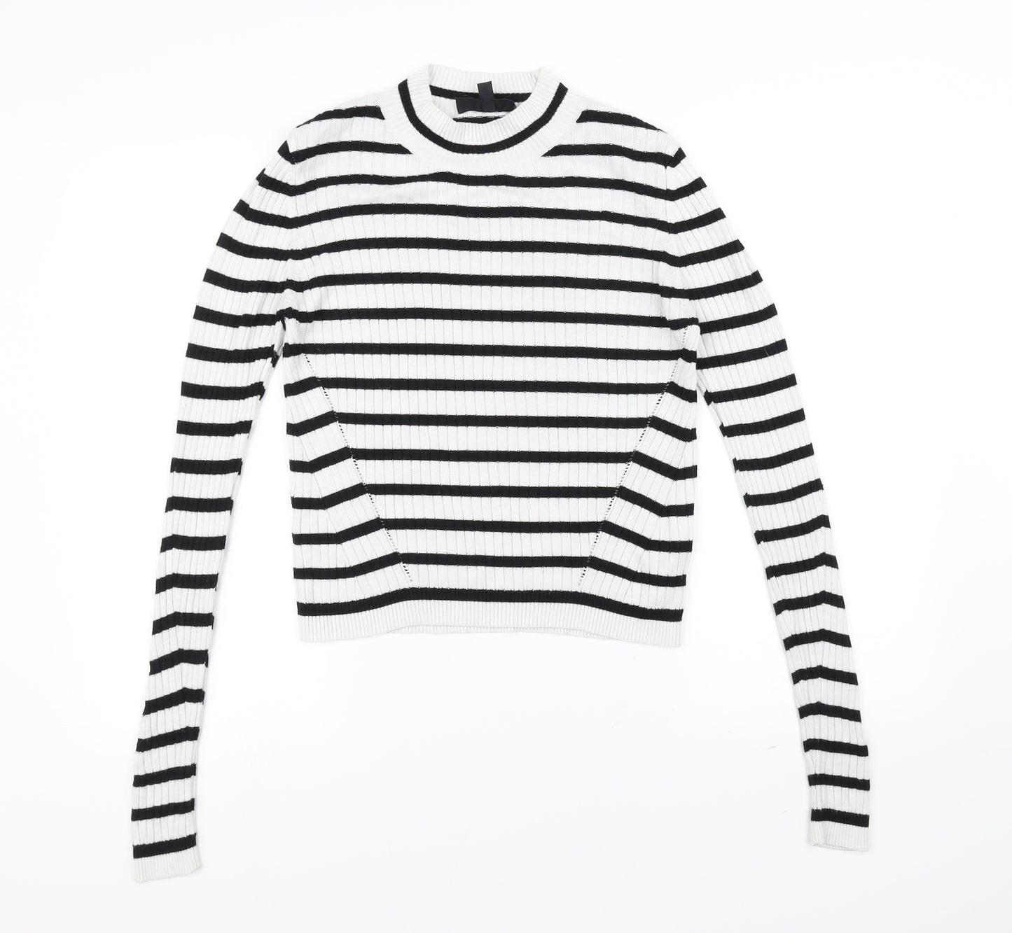 Topshop Womens White Striped  Basic T-Shirt Size 14