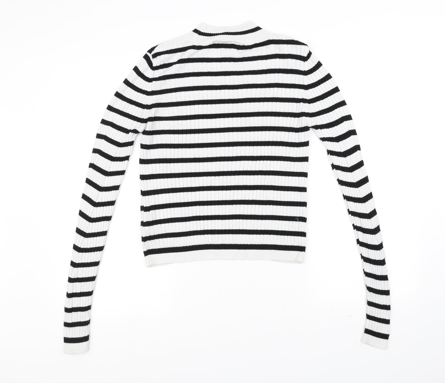 Topshop Womens White Striped  Basic T-Shirt Size 14