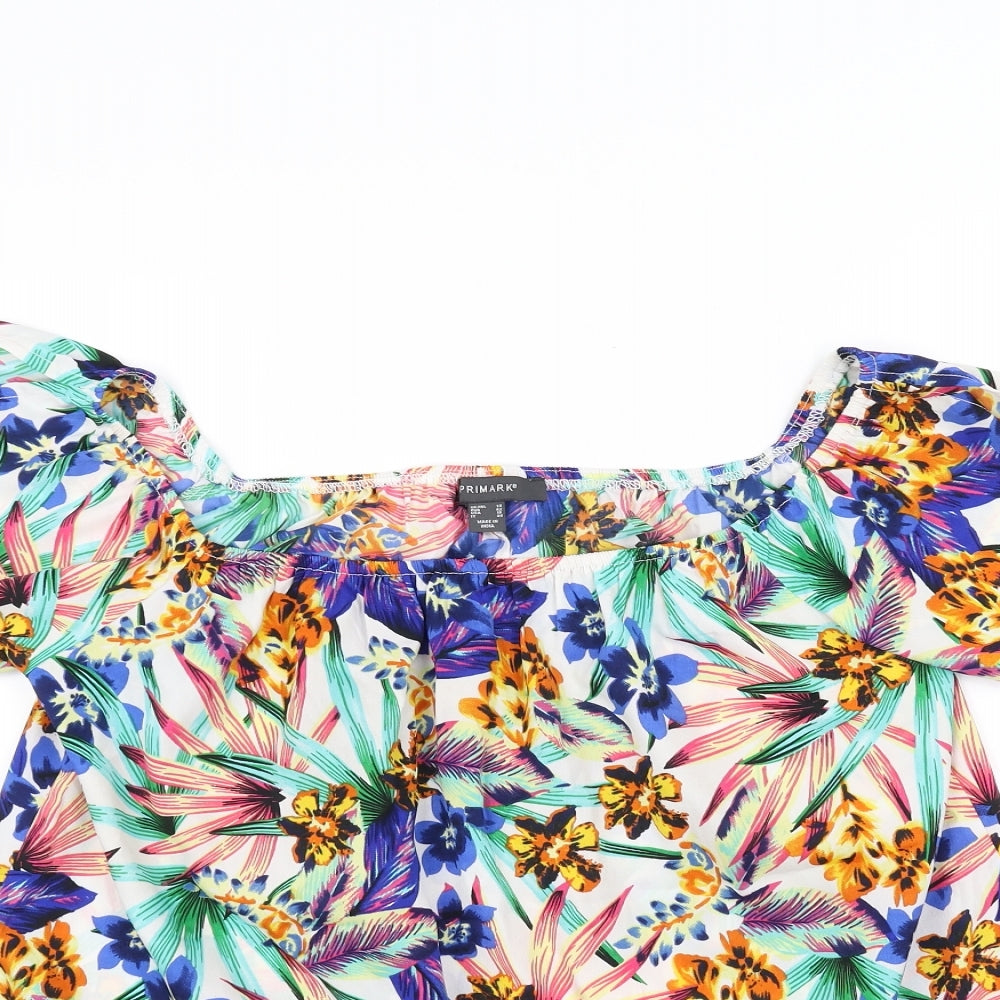 Primark Womens White Floral  Basic Blouse Size 14