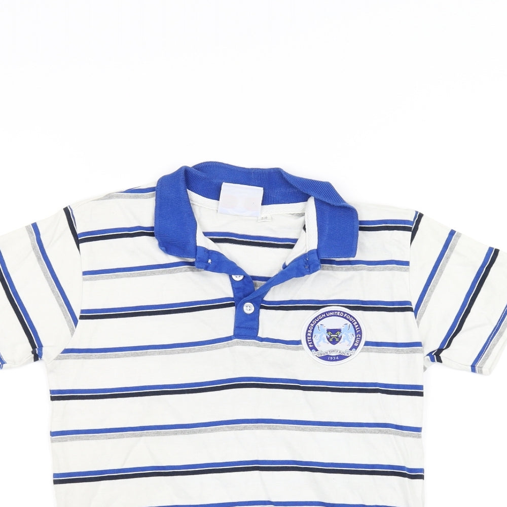 Peterborough United Boys Blue Striped  Basic Polo Size 7-8 Years