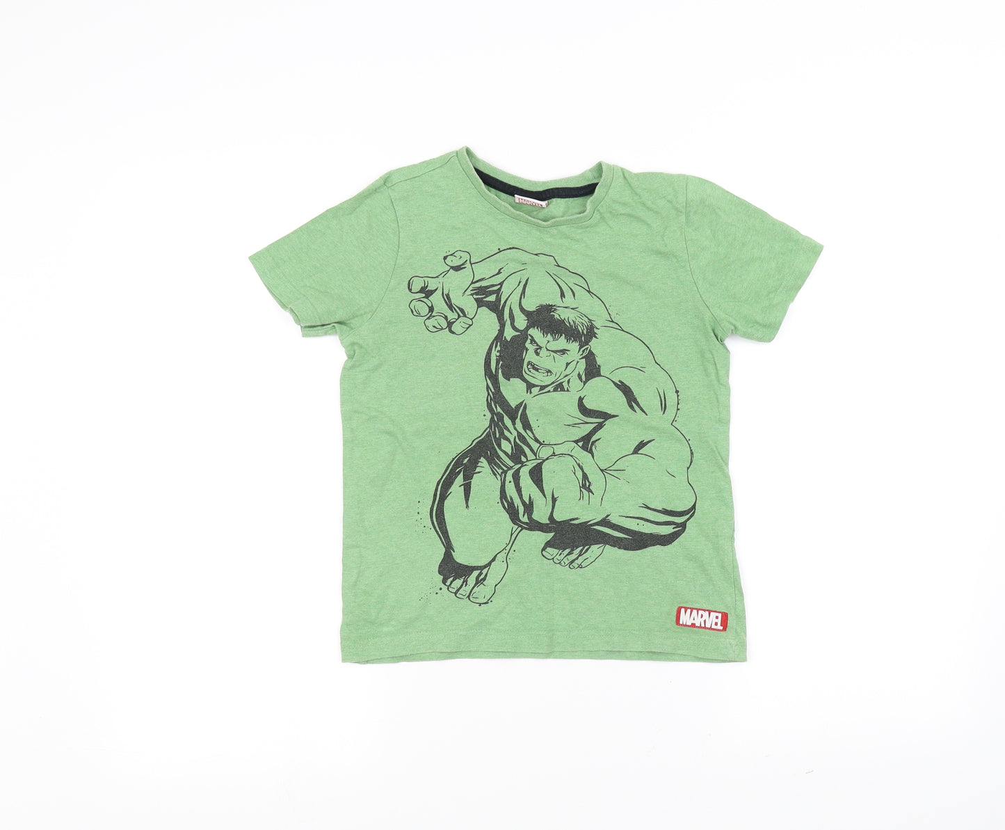 Preworn Boys Green   Basic T-Shirt Size 7-8 Years  - Hulk