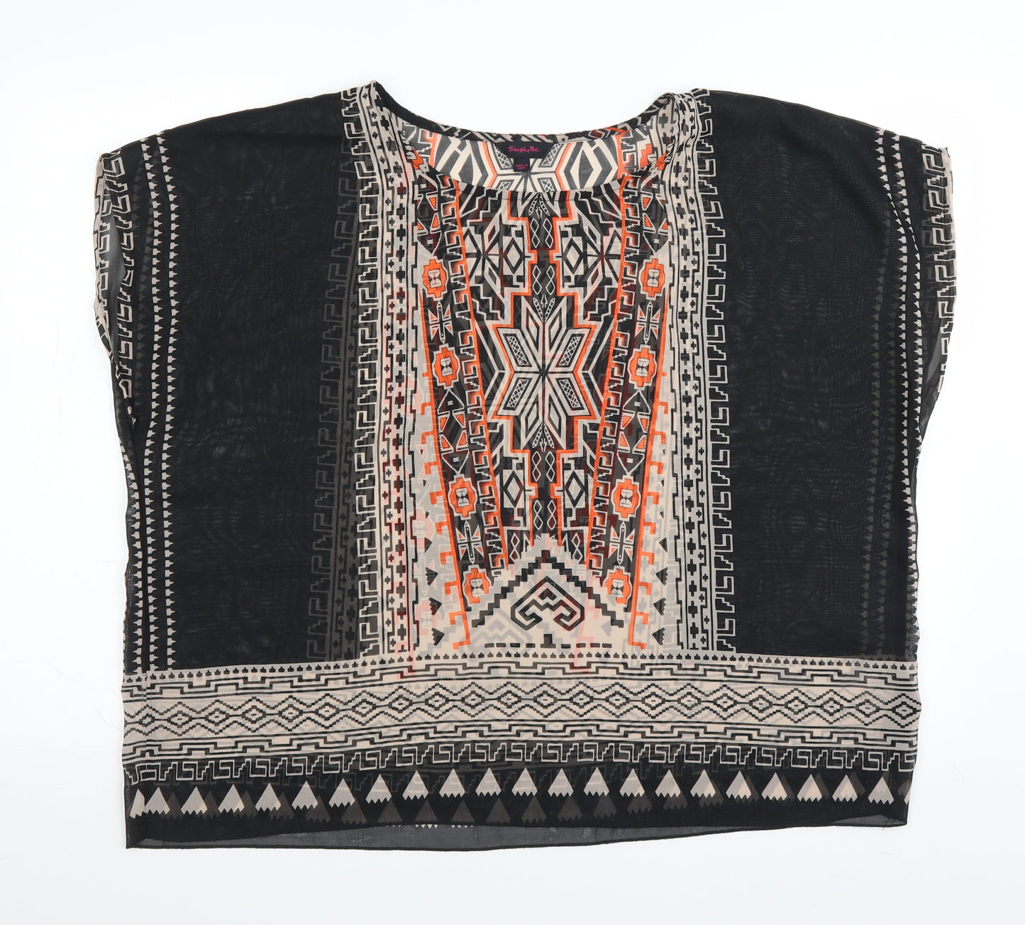 Simply Be Womens Black Geometric  Basic Blouse Size 12