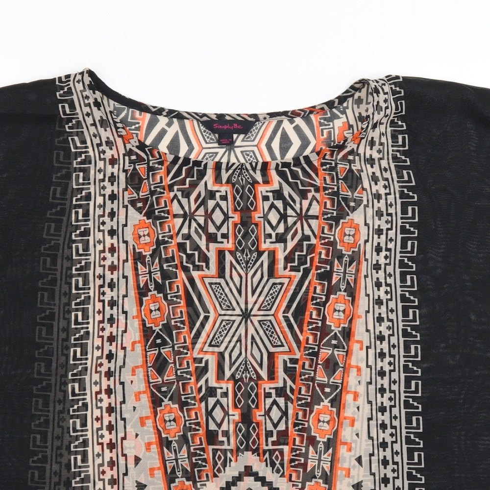 Simply Be Womens Black Geometric  Basic Blouse Size 12
