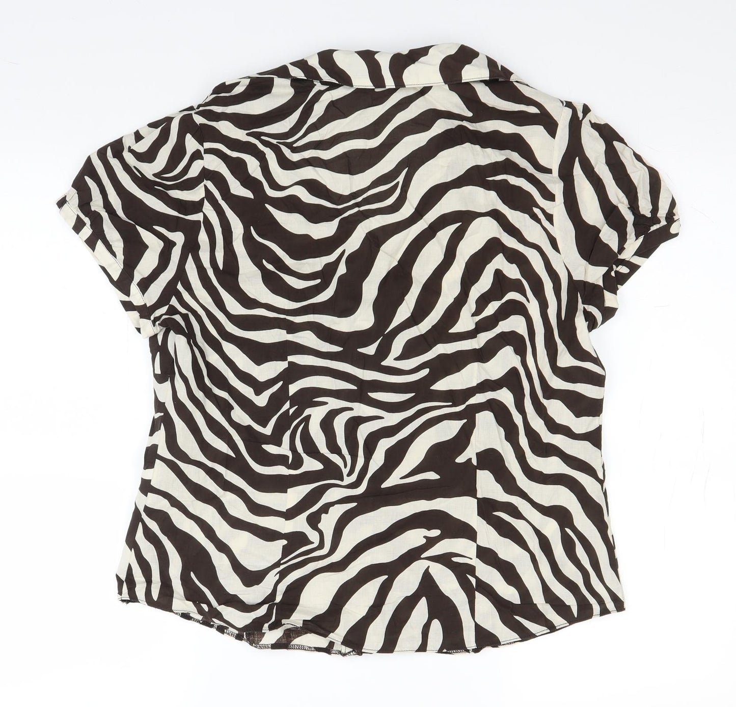 Wallis Womens Brown Animal Print  Basic Button-Up Size 16