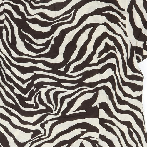 Wallis Womens Brown Animal Print  Basic Button-Up Size 16
