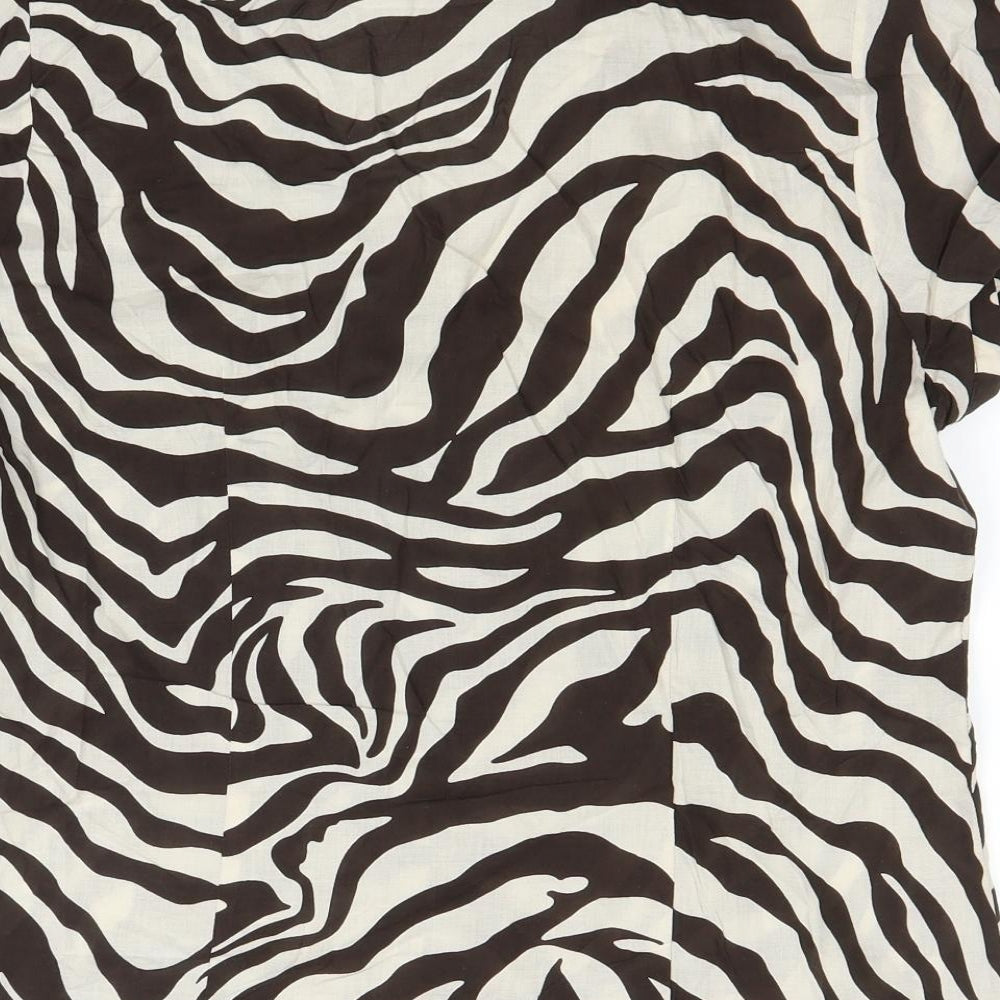 Wallis Womens Brown Animal Print  Basic Button-Up Size 16