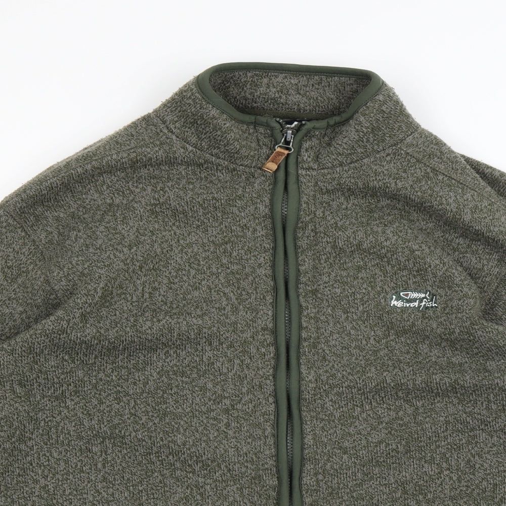 Weird Fish Mens Green  Knit Full Zip Sweatshirt Size M