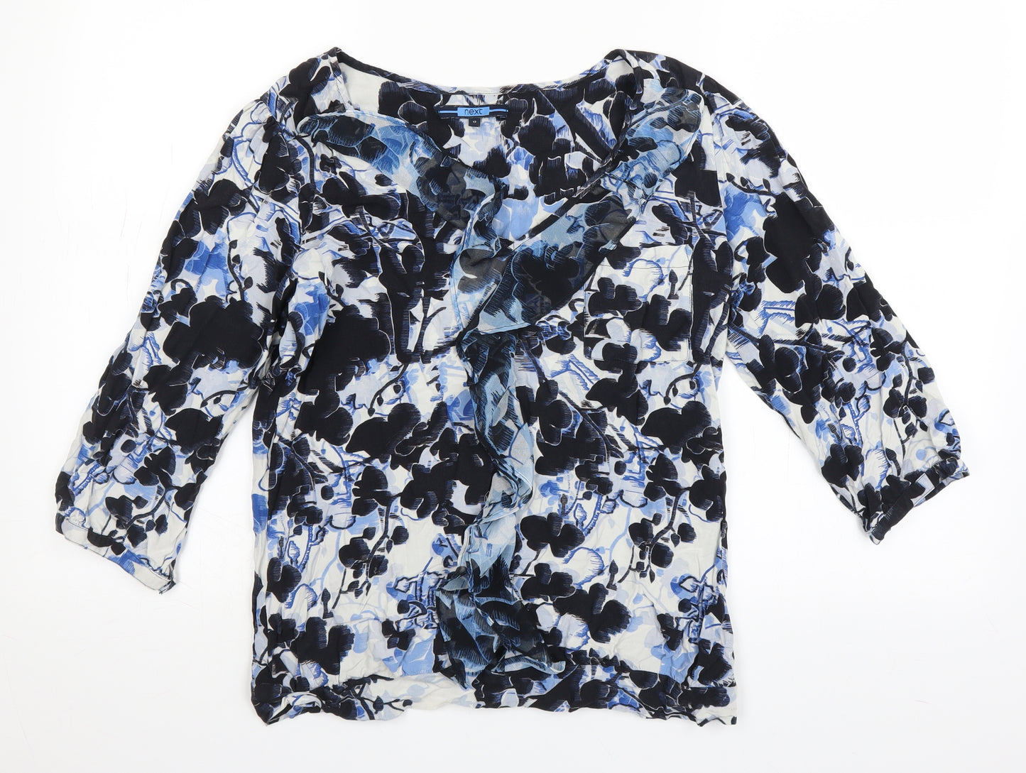 NEXT Womens Blue Floral  Basic Blouse Size 12