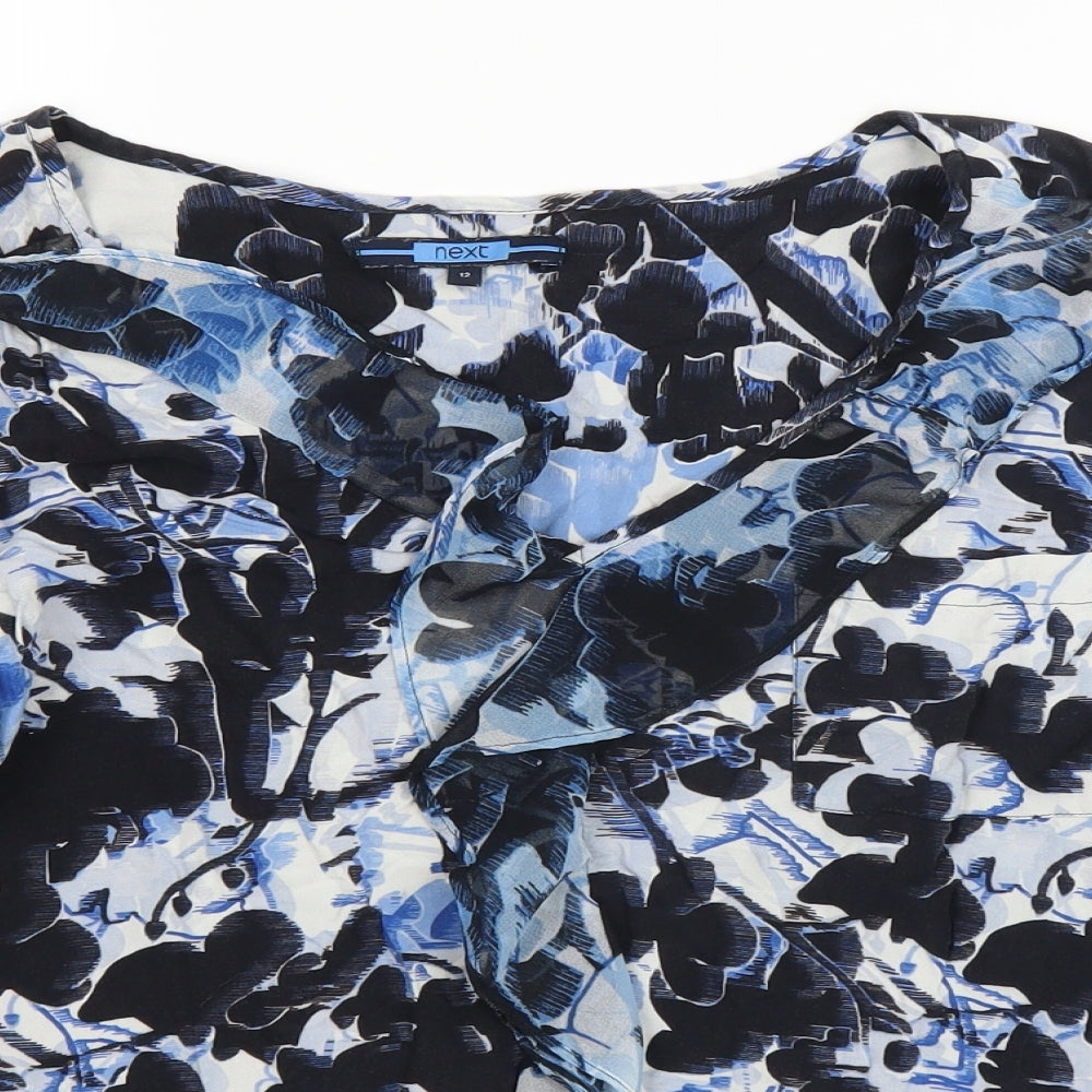 NEXT Womens Blue Floral  Basic Blouse Size 12