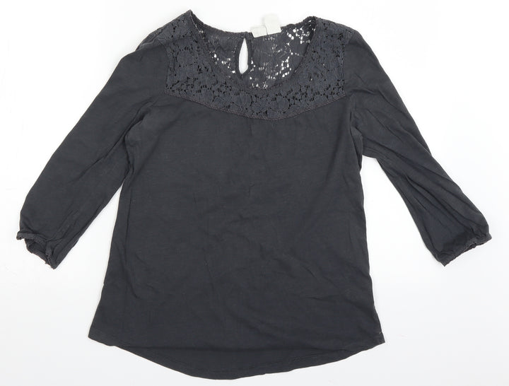 H&M Womens Grey Basic Blouse Size M - lace