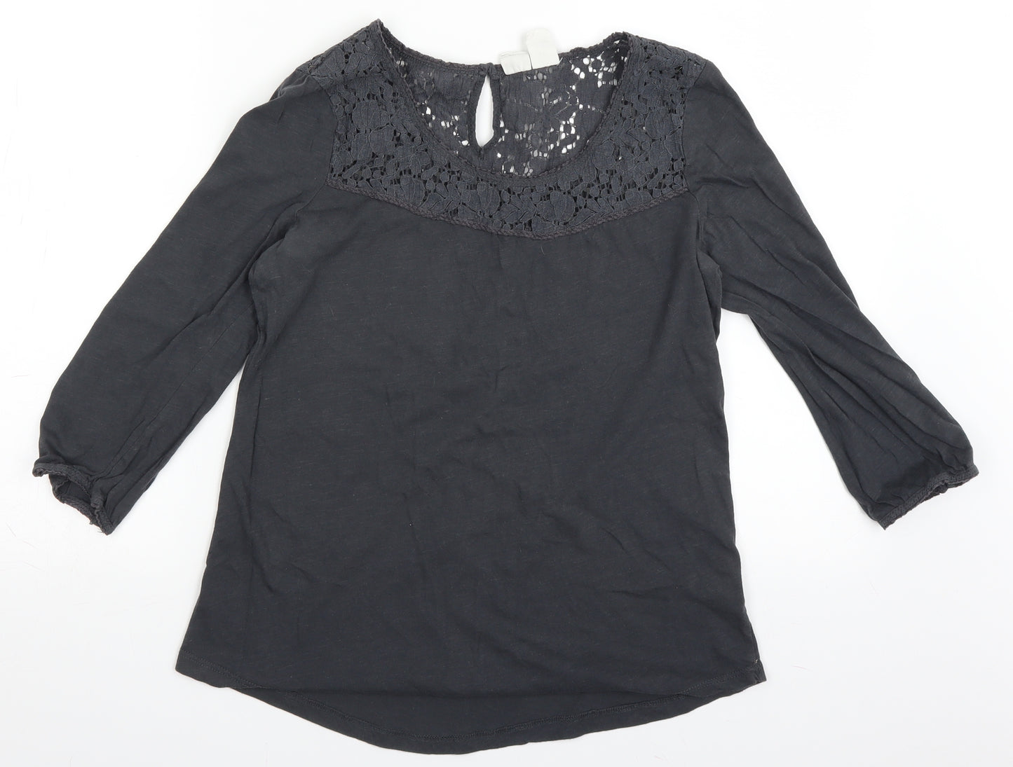 H&M Womens Grey   Basic Blouse Size M  - lace