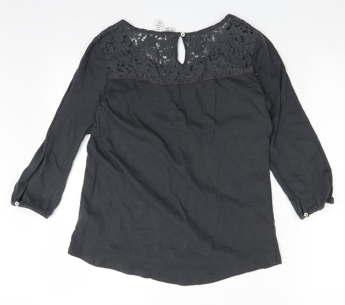 H&M Womens Grey   Basic Blouse Size M  - lace