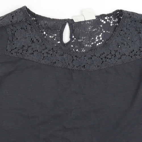 H&M Womens Grey   Basic Blouse Size M  - lace