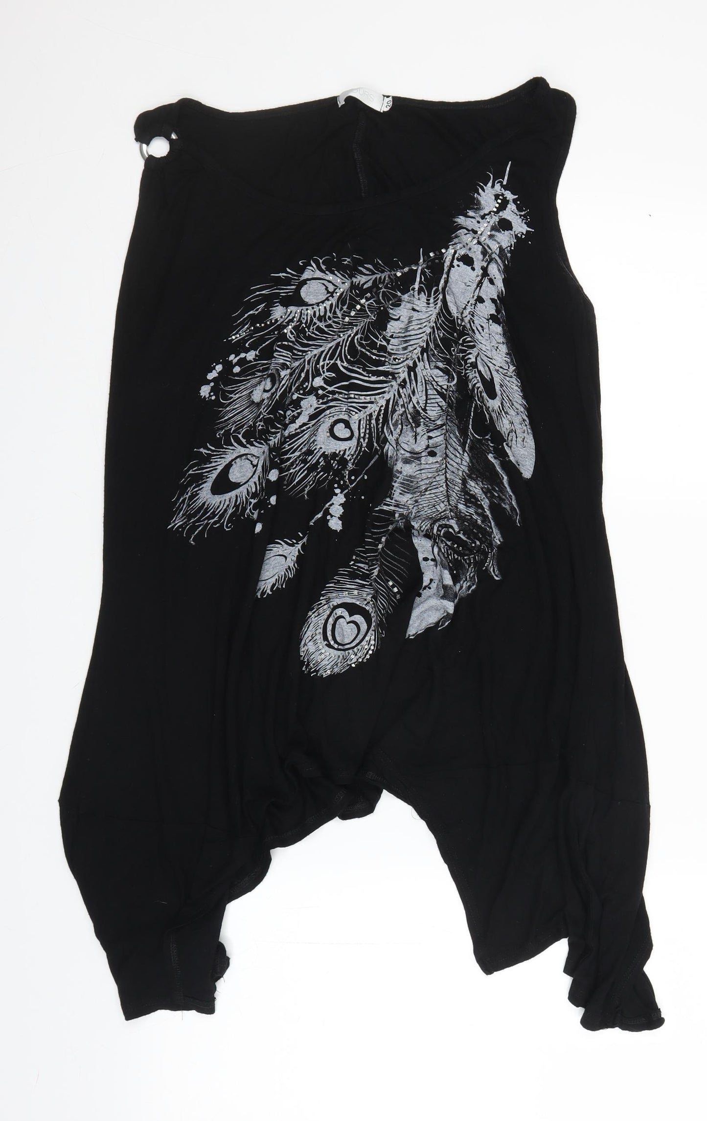 Yours Womens Black   Basic Tank Size 20  - feathers