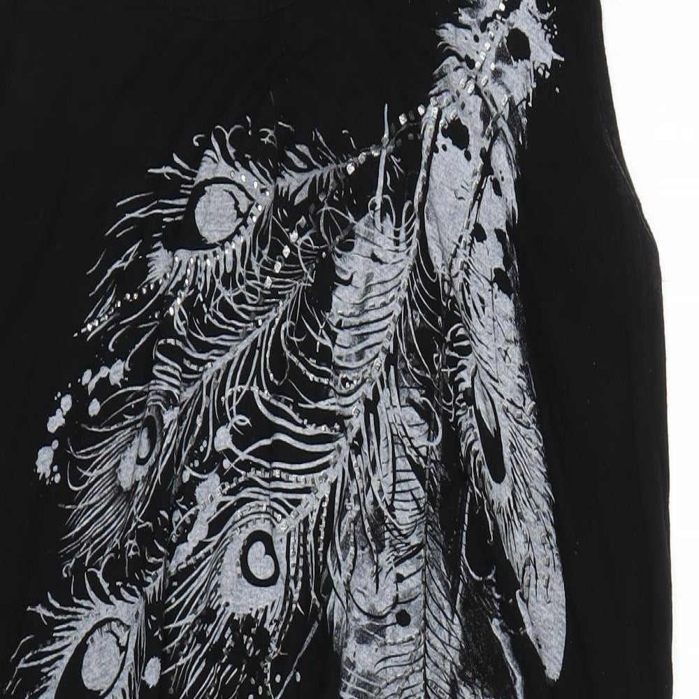 Yours Womens Black   Basic Tank Size 20  - feathers