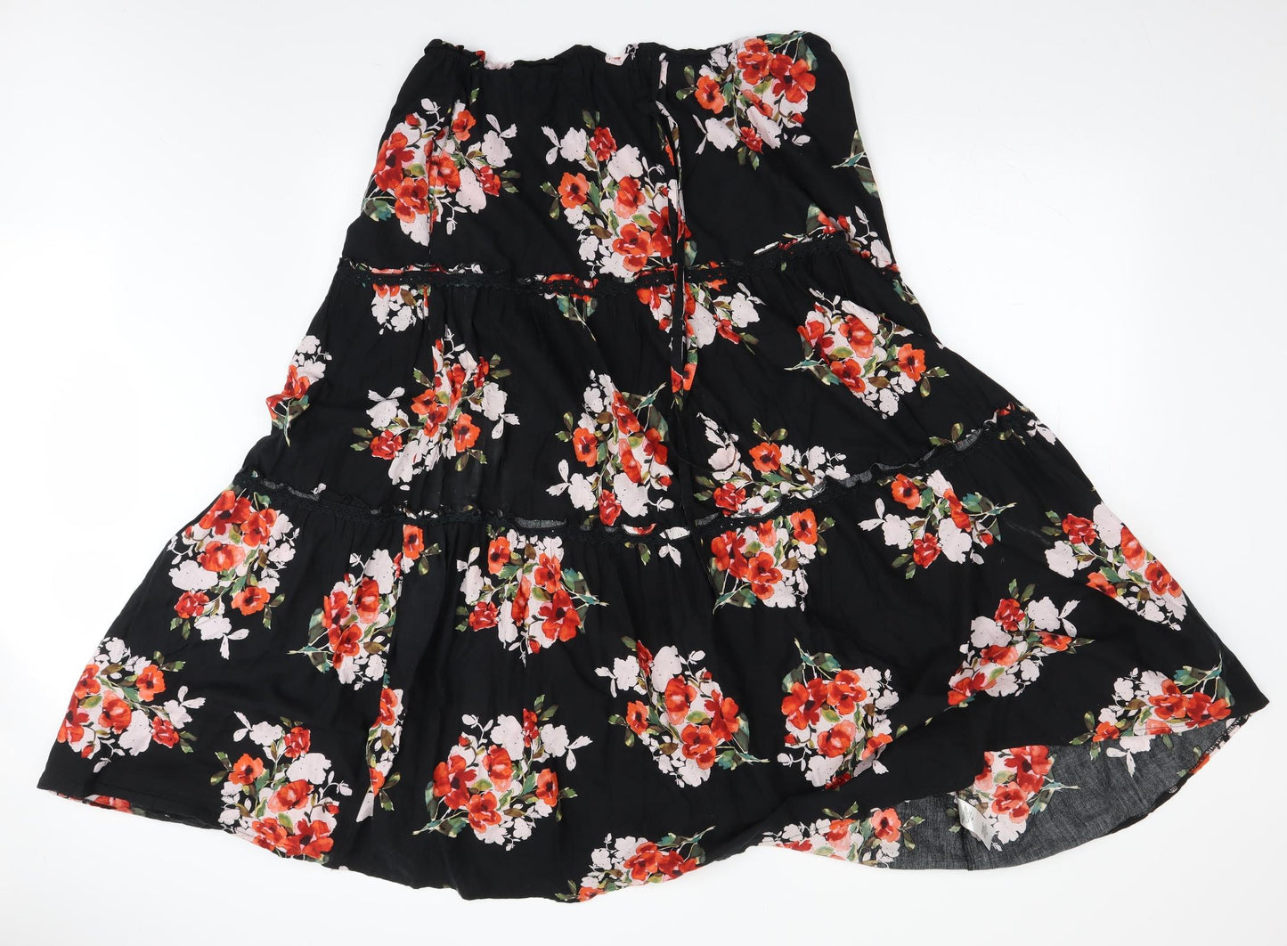 South Womens Black Floral  A-Line  Size 18  - Elasticated top