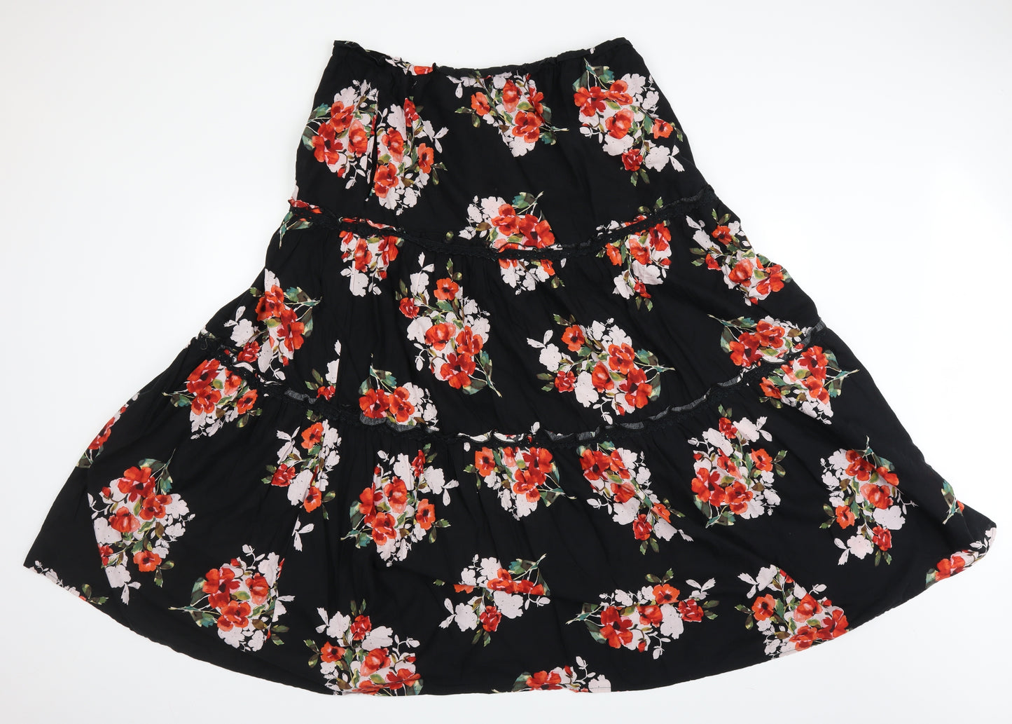 South Womens Black Floral  A-Line  Size 18  - Elasticated top
