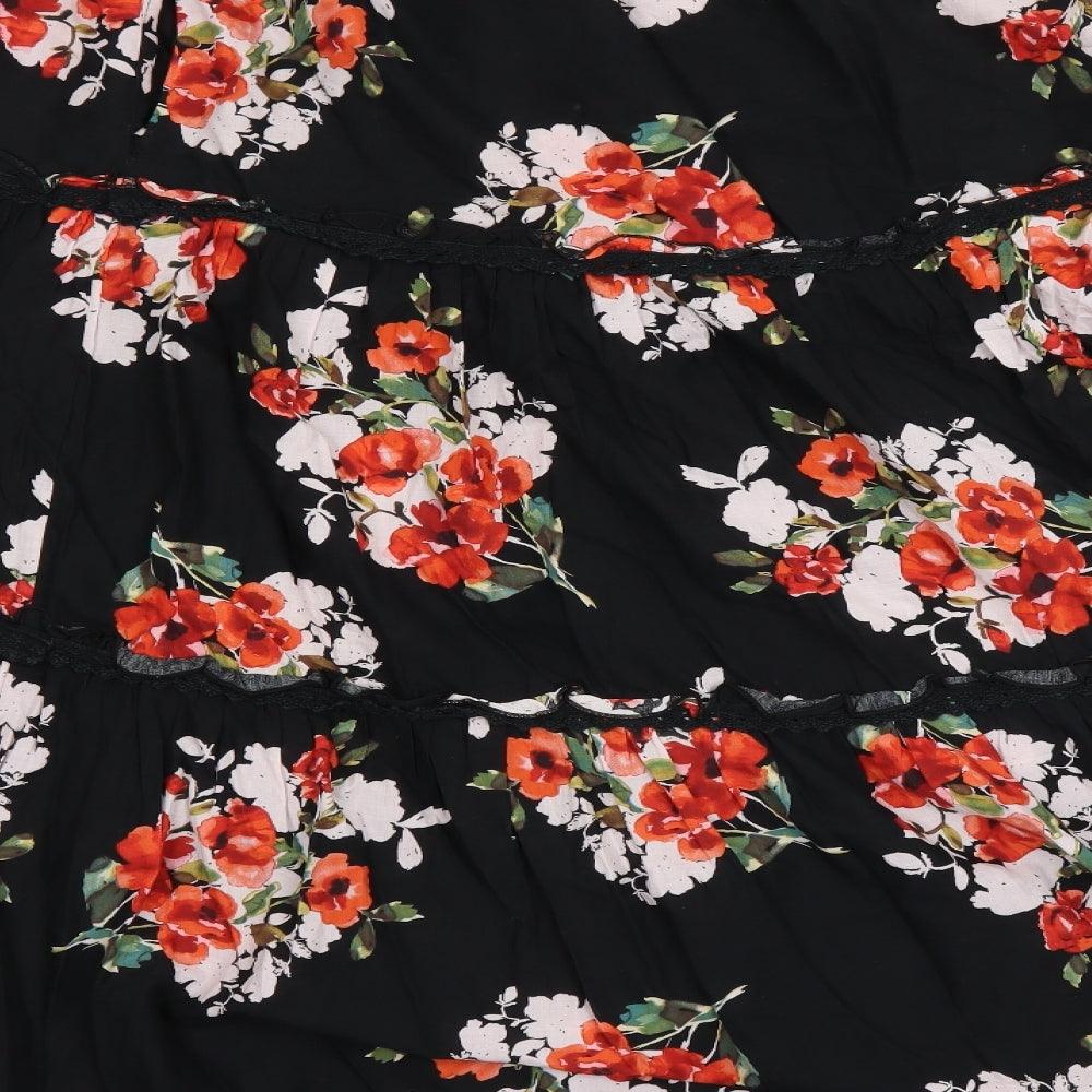 South Womens Black Floral  A-Line  Size 18  - Elasticated top