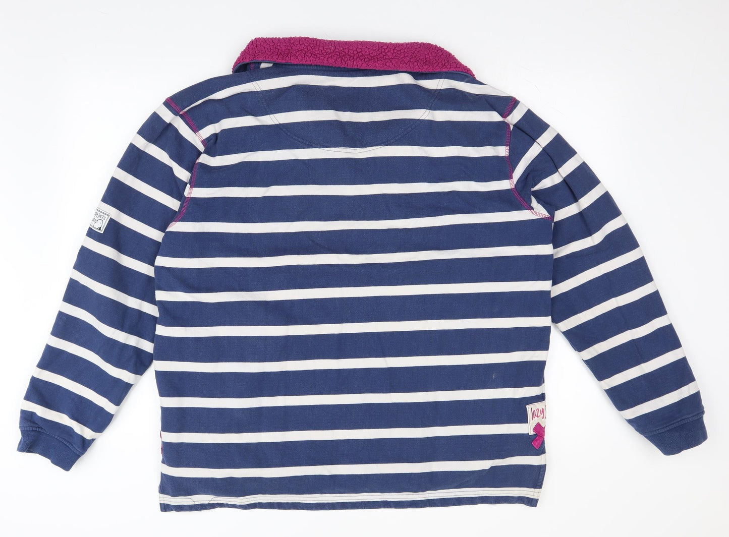 Lazy Jacks Mens Black Striped  Pullover Jumper Size XL  - fleece lined collar
